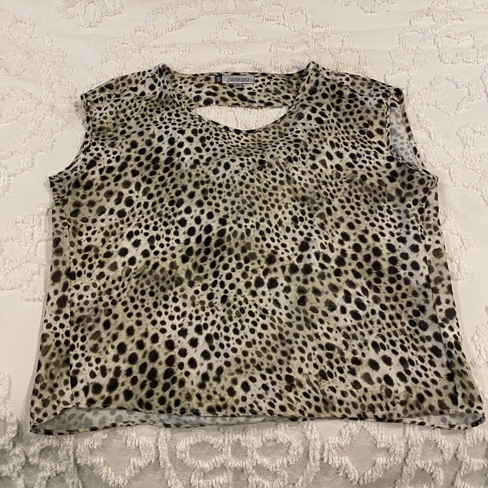 Chiffon Leopard Open- Back Blouse